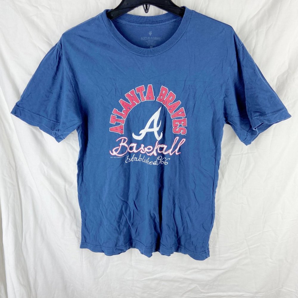Soft As A Grape Vintage Navy Atlanta Braves Baseball T-Shirt Size M